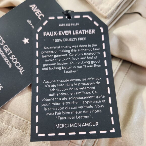 Avec Les Filles Faux Ever Leather Moto Jacket In Sahara New With Tags Women's S - Picture 16 of 16